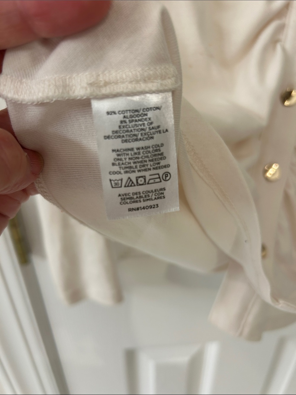 LOFT Cream Ruched Button-Front Collared Top - Picture 3 of 3